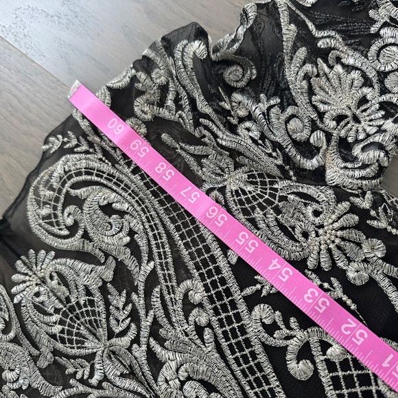 Marchesa Notte Moises Embroidered Gown Maxi Dress Gold Back Lace - Size 4 - Picture 10 of 12